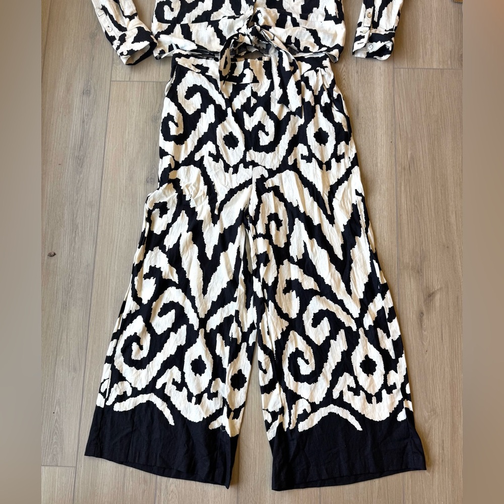 Rachel Zoe Printed Linen/Rayon 2 Piece set. Wide leg pant Sz L EUC Resort Wear - Picture 11 of 16